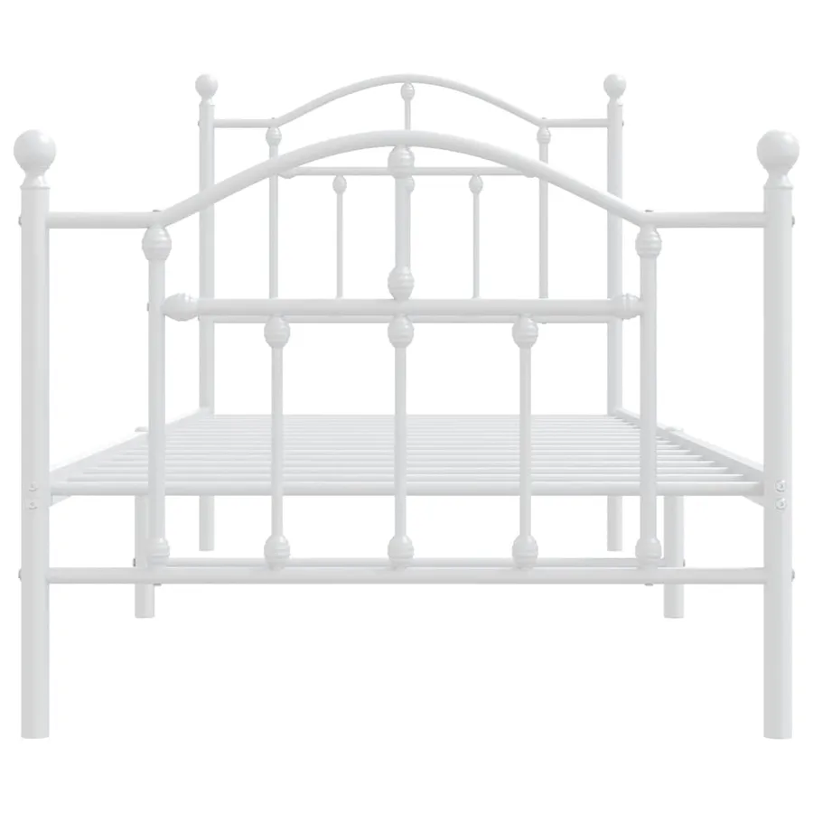 Cadre de lit métal sans matelas avec pied de lit blanc 90x200cm - 5