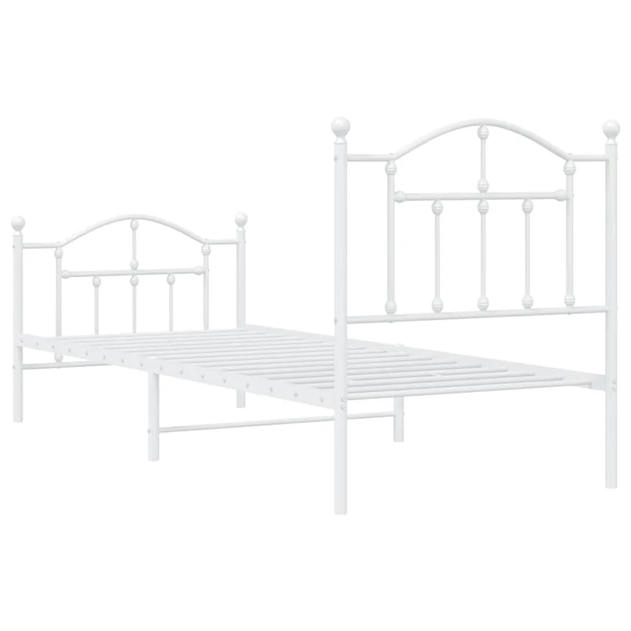 Cadre de lit métal sans matelas avec pied de lit blanc 90x200cm - 7