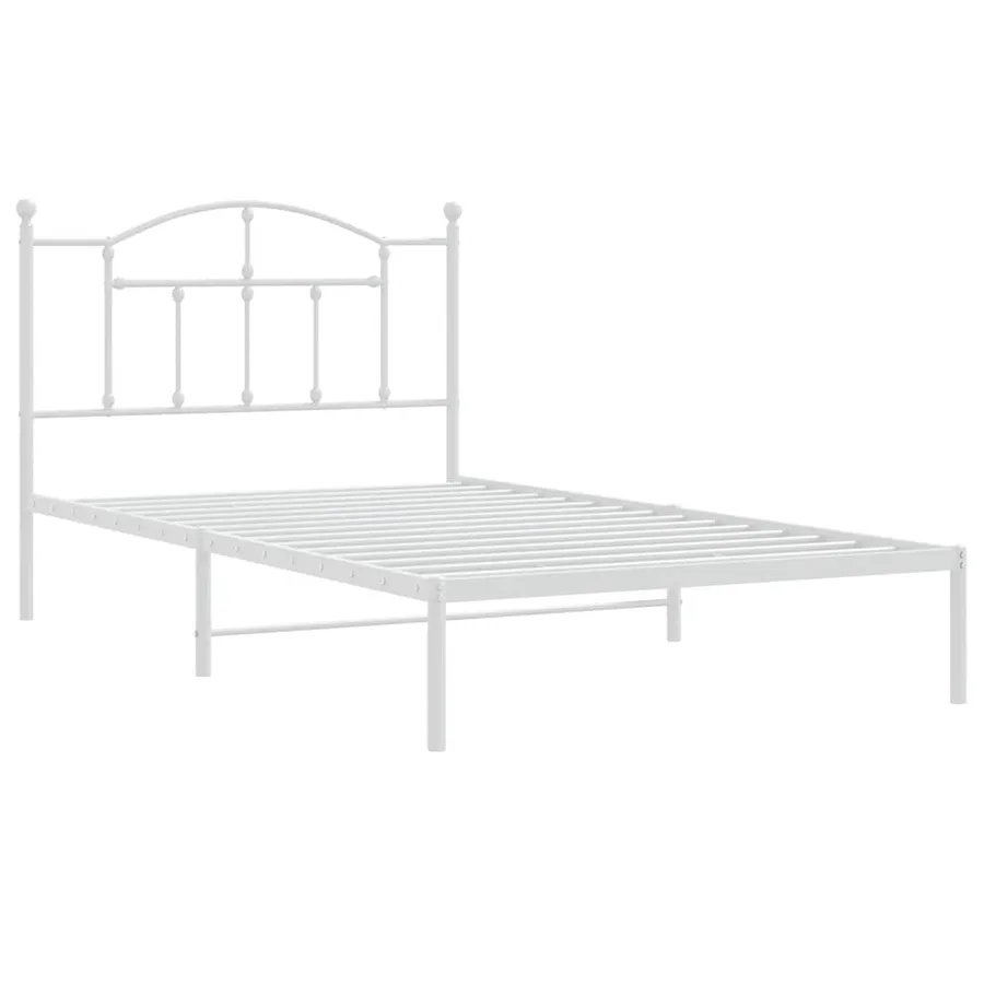 Cadre de lit métal sans matelas et tête de lit blanc 107x203 cm - 3