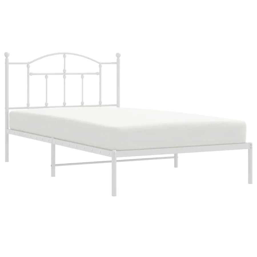 Cadre de lit métal sans matelas et tête de lit blanc 107x203 cm - 4