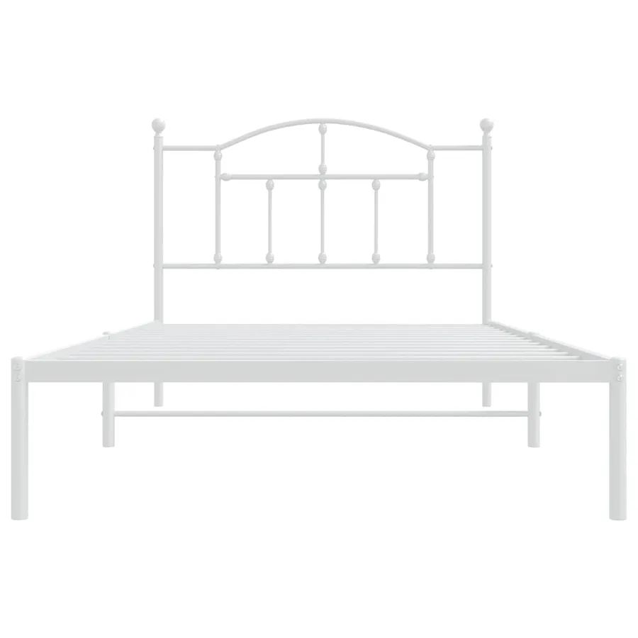 Cadre de lit métal sans matelas et tête de lit blanc 107x203 cm - 5