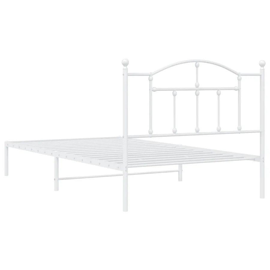 Cadre de lit métal sans matelas et tête de lit blanc 107x203 cm - 7