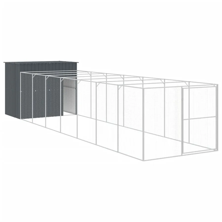 Niche pour chien avec cour anthracite 214x865x181 cm - 2