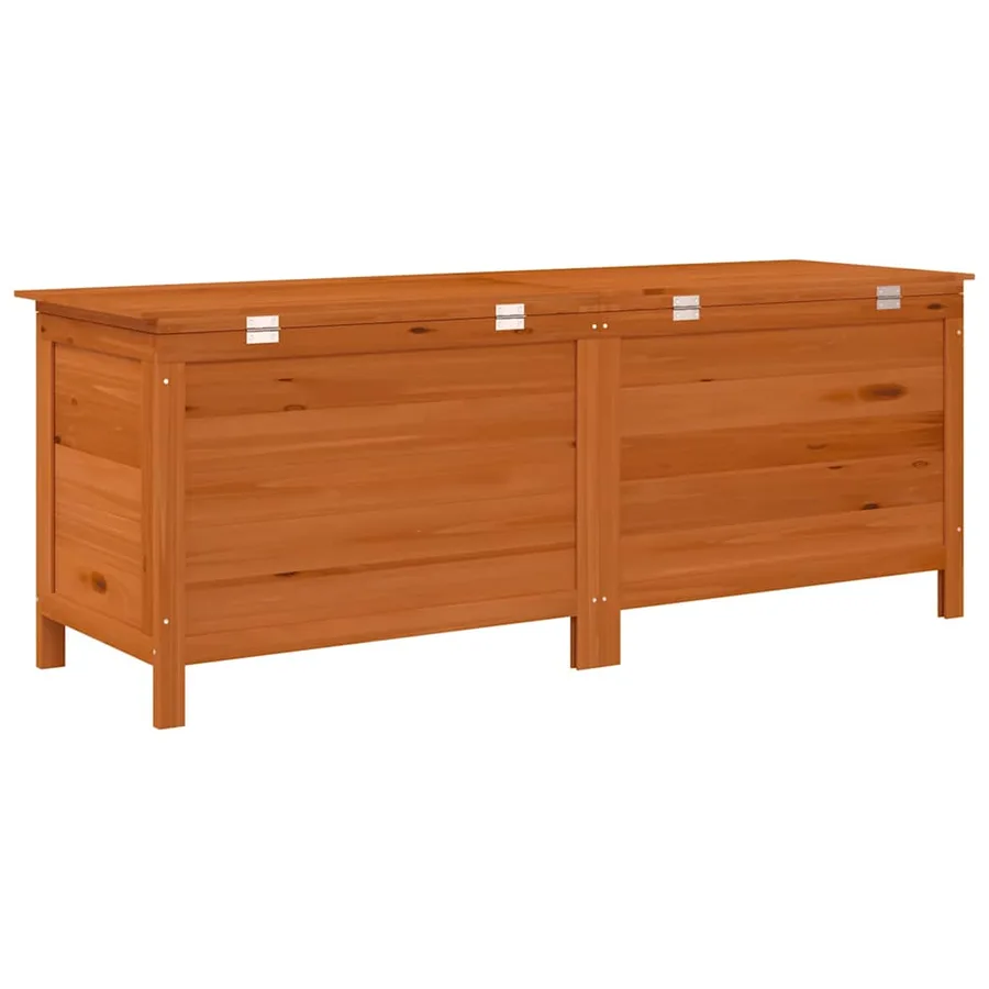 Boîte de rangement de jardin marron bois massif de sapin - 6