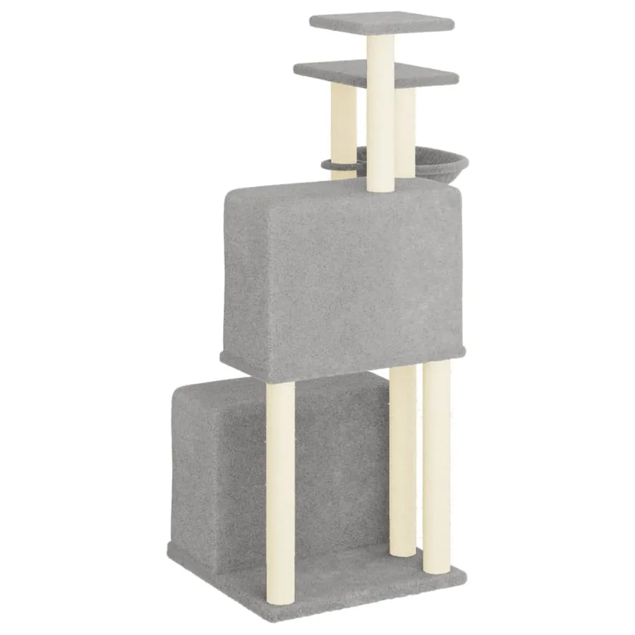 Arbre à chat avec griffoirs en sisal gris clair 122 cm - 5
