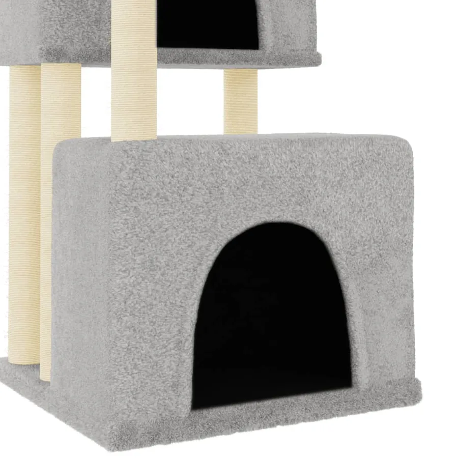 Arbre à chat avec griffoirs en sisal gris clair 122 cm - 6