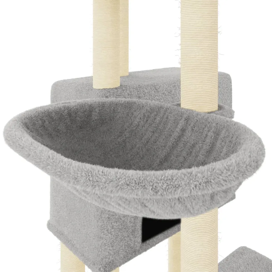 Arbre à chat avec griffoirs en sisal gris clair 122 cm - 7