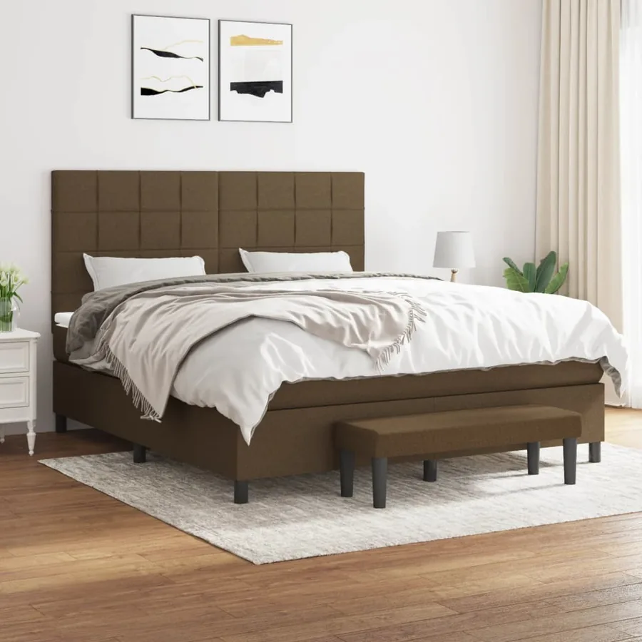 Sommier à lattes de lit avec matelas Marron foncé 180x200 cm