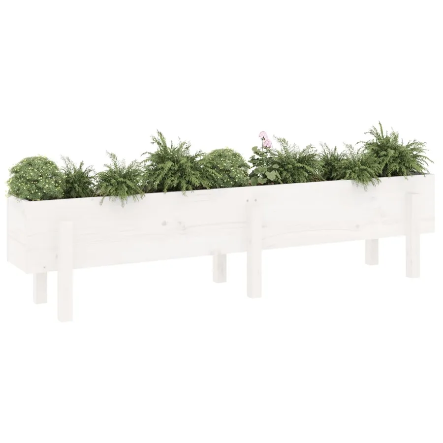 Lit surélevé de jardin blanc 160x30x38 cm bois de pin massif - 3