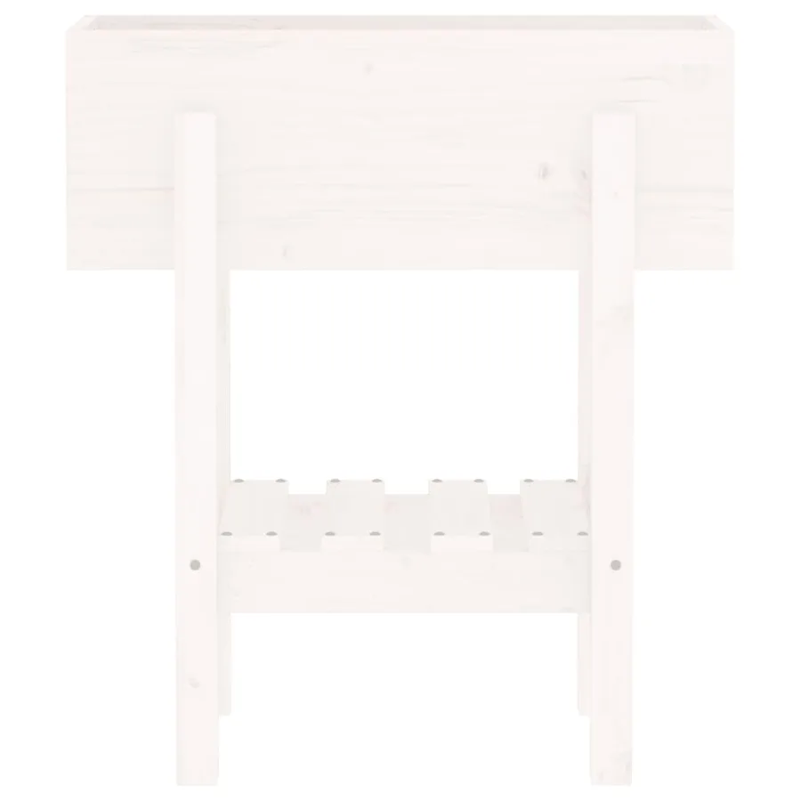 Jardinière blanc 62x30x69 cm bois massif de pin - 6