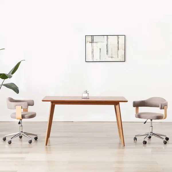 Chaises pivotantes à manger lot de 2 taupe bois courbé et tissu