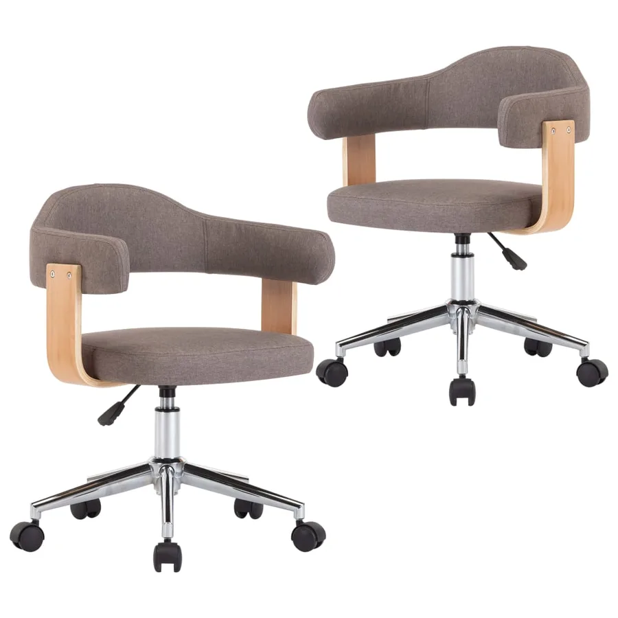 Chaises pivotantes à manger lot de 2 taupe bois courbé et tissu - 2
