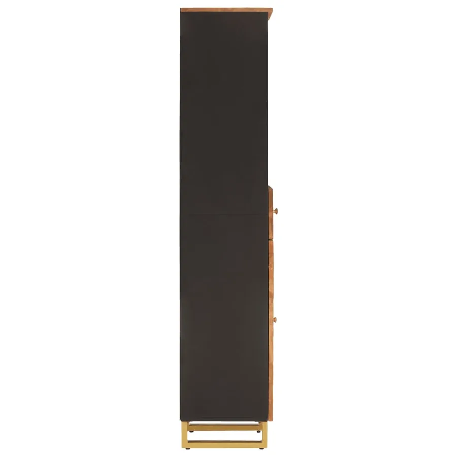 Armoire bain marron et noir 38x33,5x160 cm bois massif manguier - 5