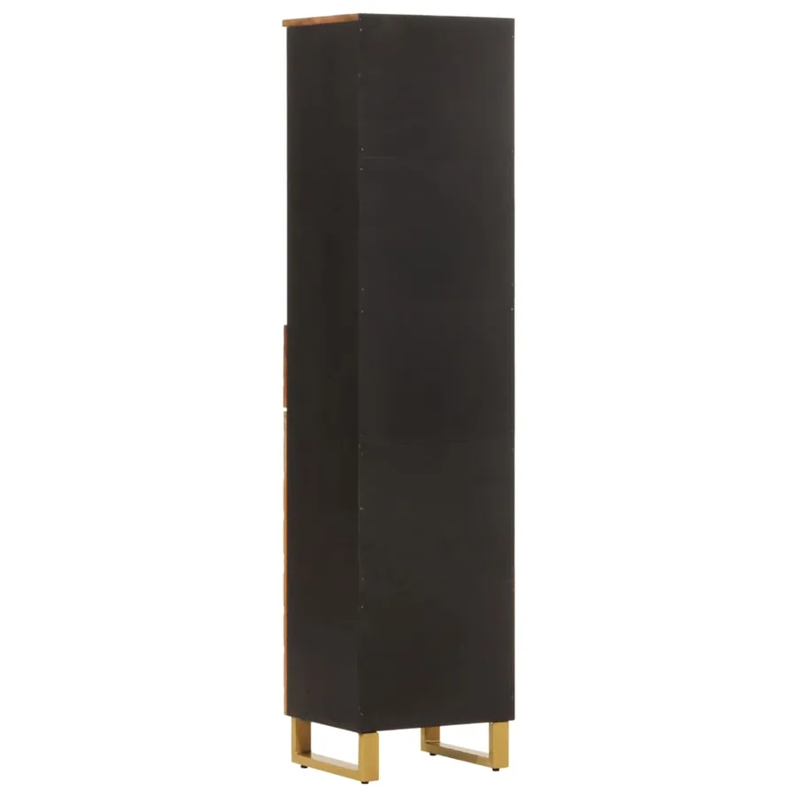 Armoire bain marron et noir 38x33,5x160 cm bois massif manguier - 6