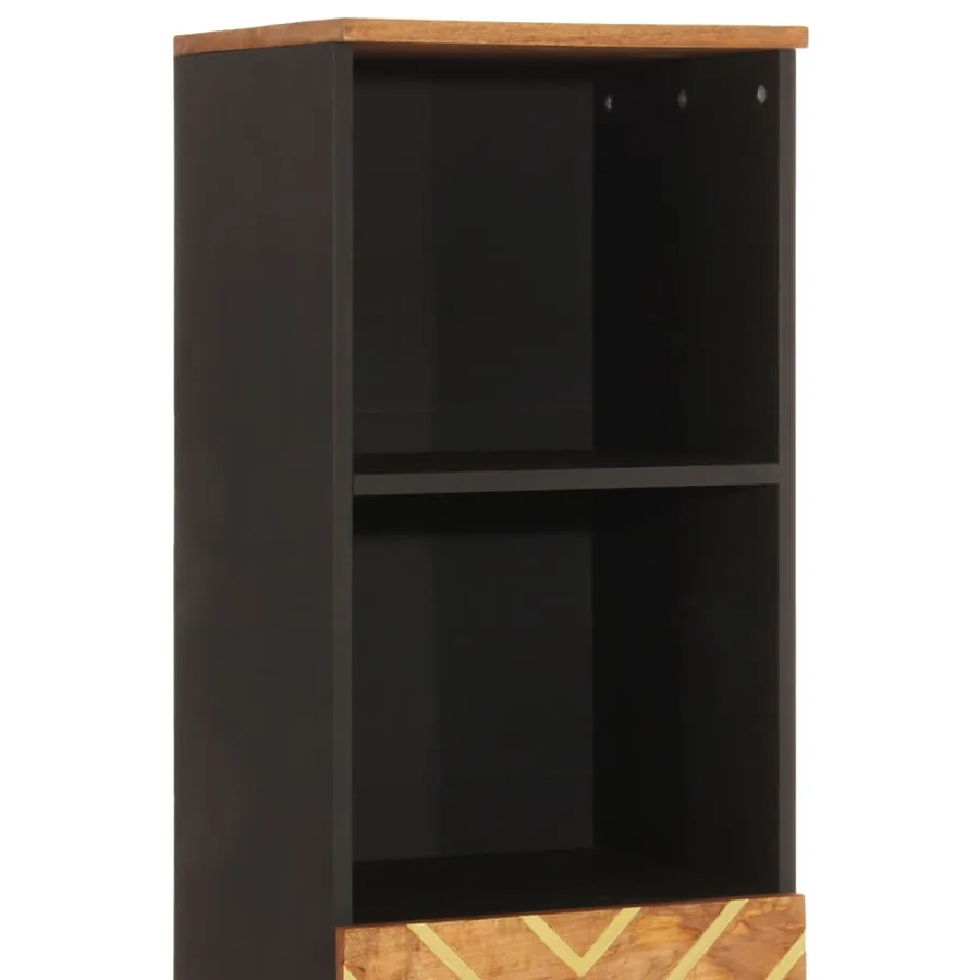 Armoire bain marron et noir 38x33,5x160 cm bois massif manguier - 8