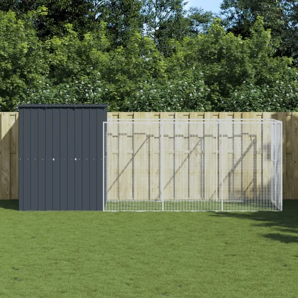 Niche pour chien avec cour anthracite 165x455x181 cm