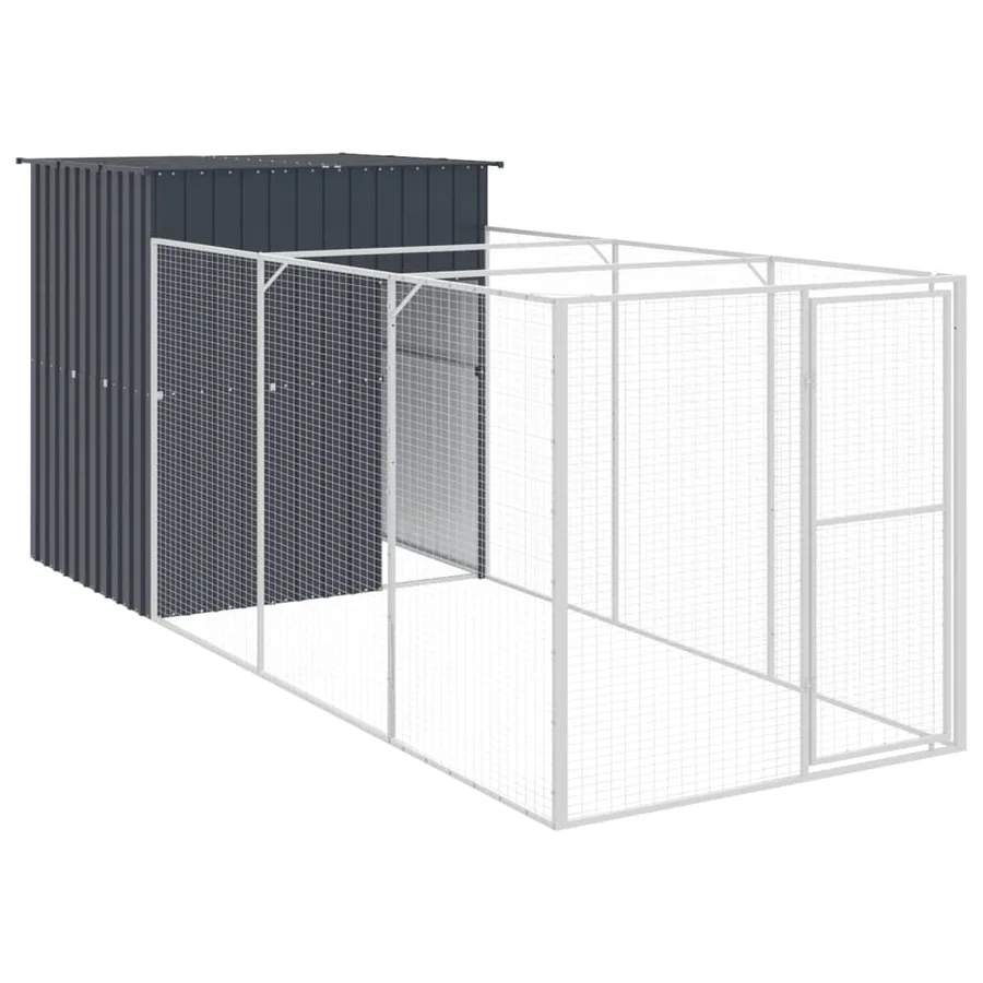 Niche pour chien avec cour anthracite 165x455x181 cm - 2