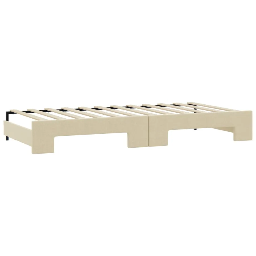 Lit de jour avec gigogne et matelas crème 90x200 cm tissu - 5