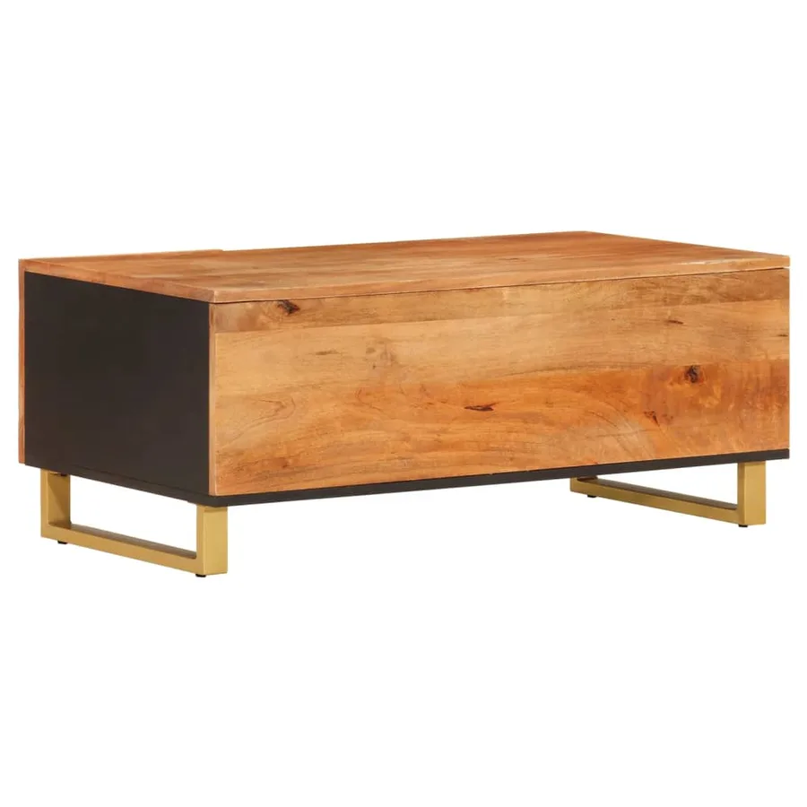 Table basse marron et noir 100x54x40 cm bois massif de manguier - 6