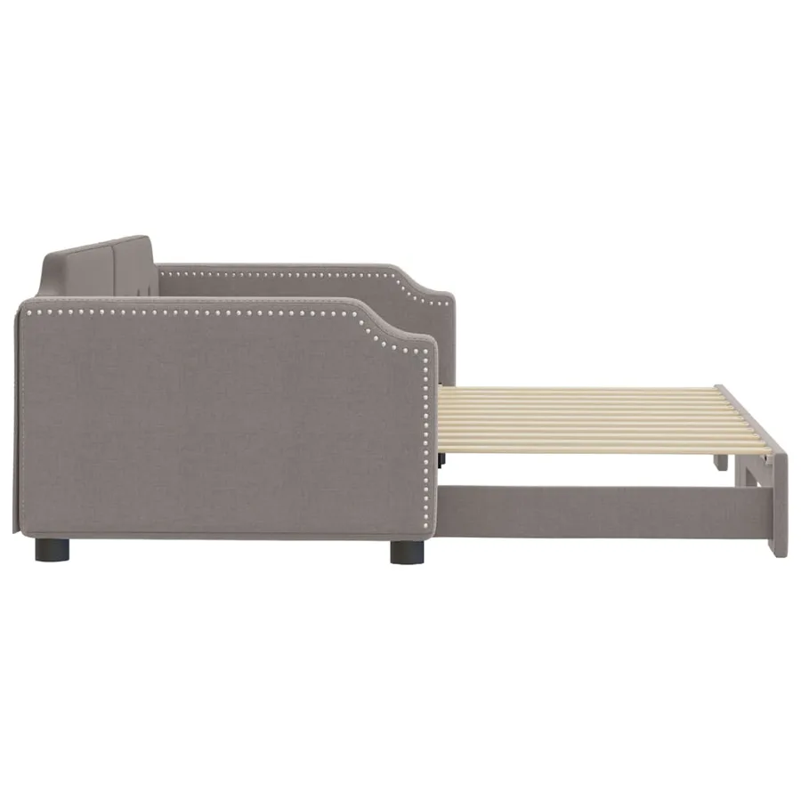 Lit de jour avec lit gigogne taupe 100x200 cm tissu - 4