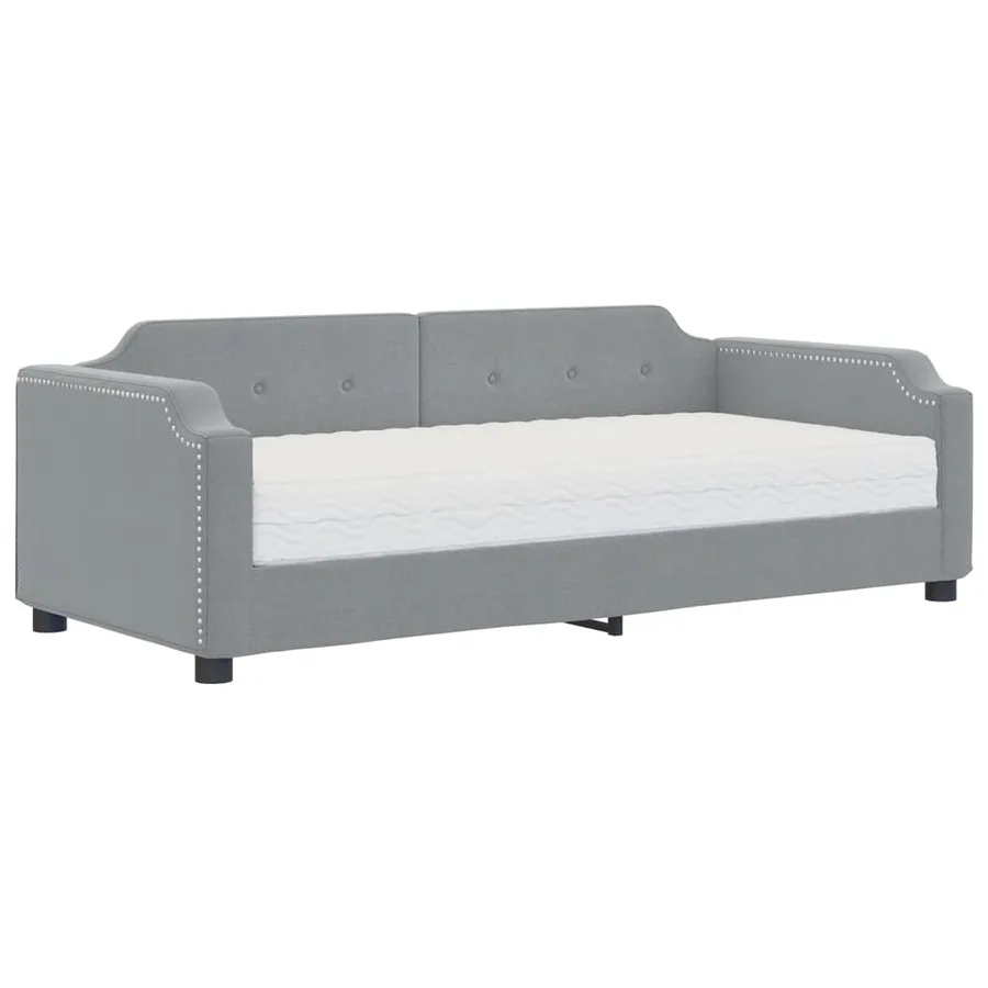 Lit de jour avec matelas gris clair 100x200 cm tissu - 2
