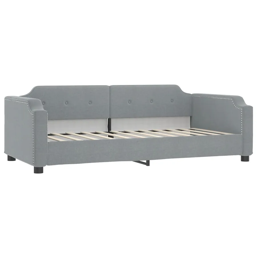 Lit de jour avec matelas gris clair 100x200 cm tissu - 3