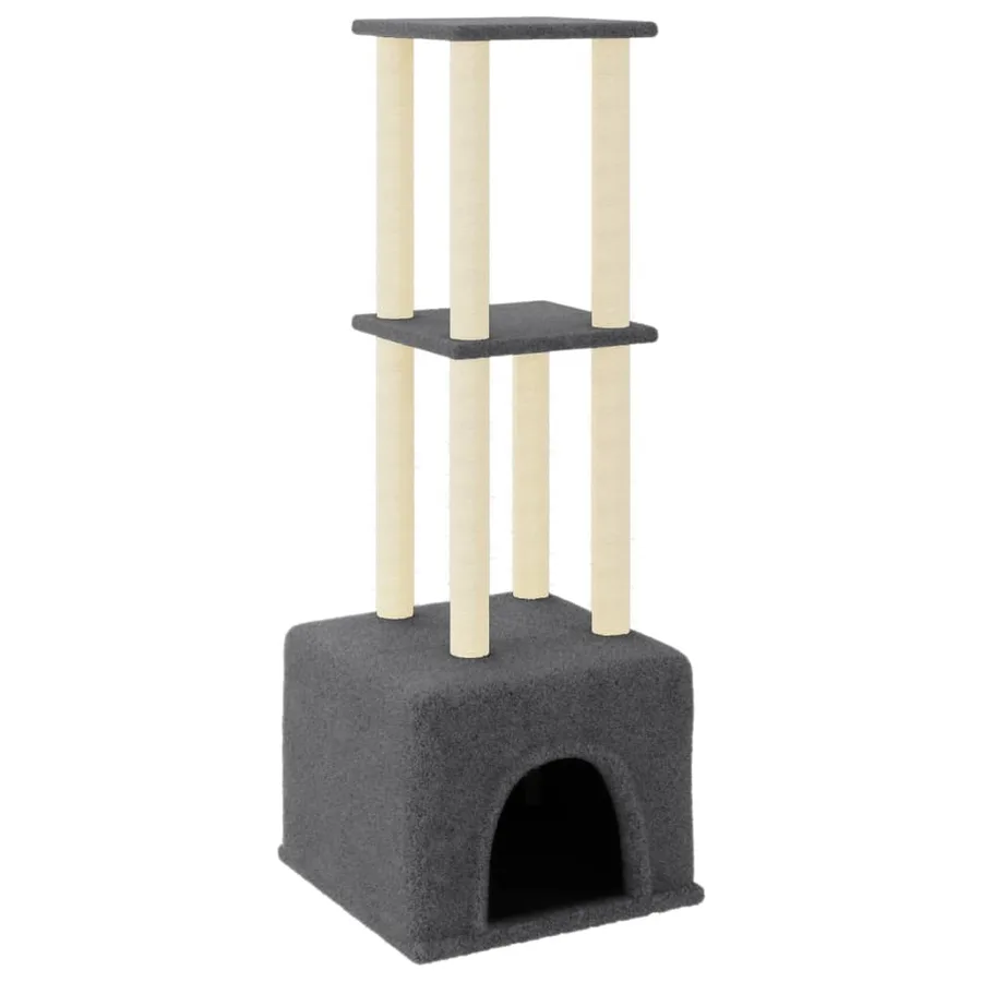 Arbre à chat avec griffoirs en sisal Gris foncé 133,5 cm - 2