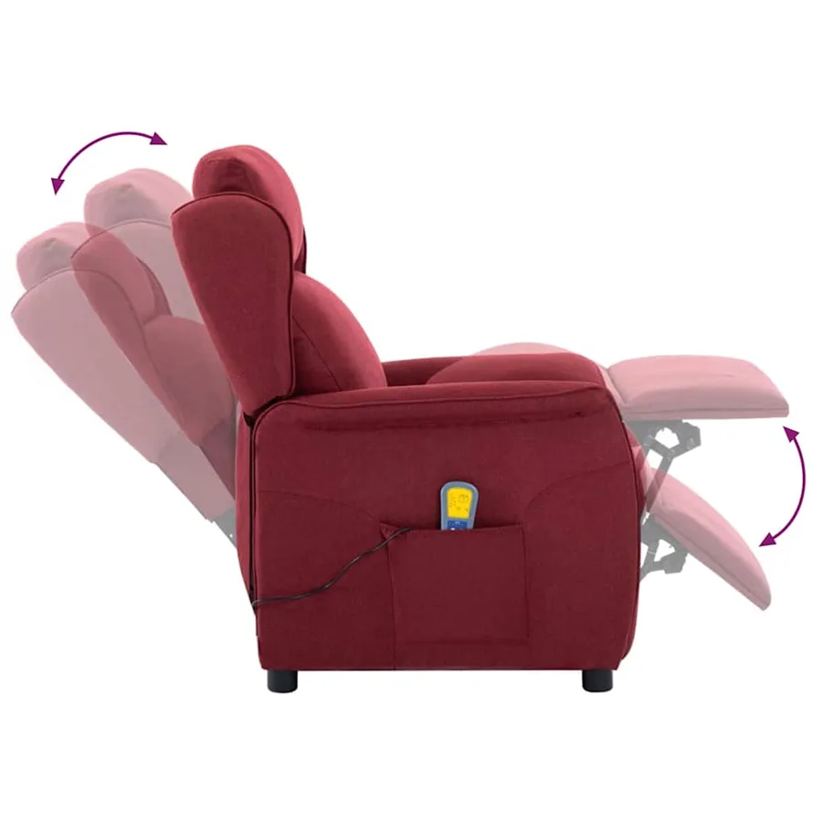 Chaise de massage avec coussin Vin 93.5 x 67.5 x 101.5 cm tissu - 7