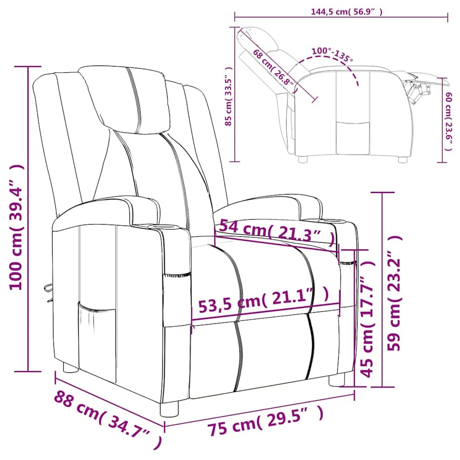 Fauteuil inclinable Rouge bordeaux Similicuir - 9