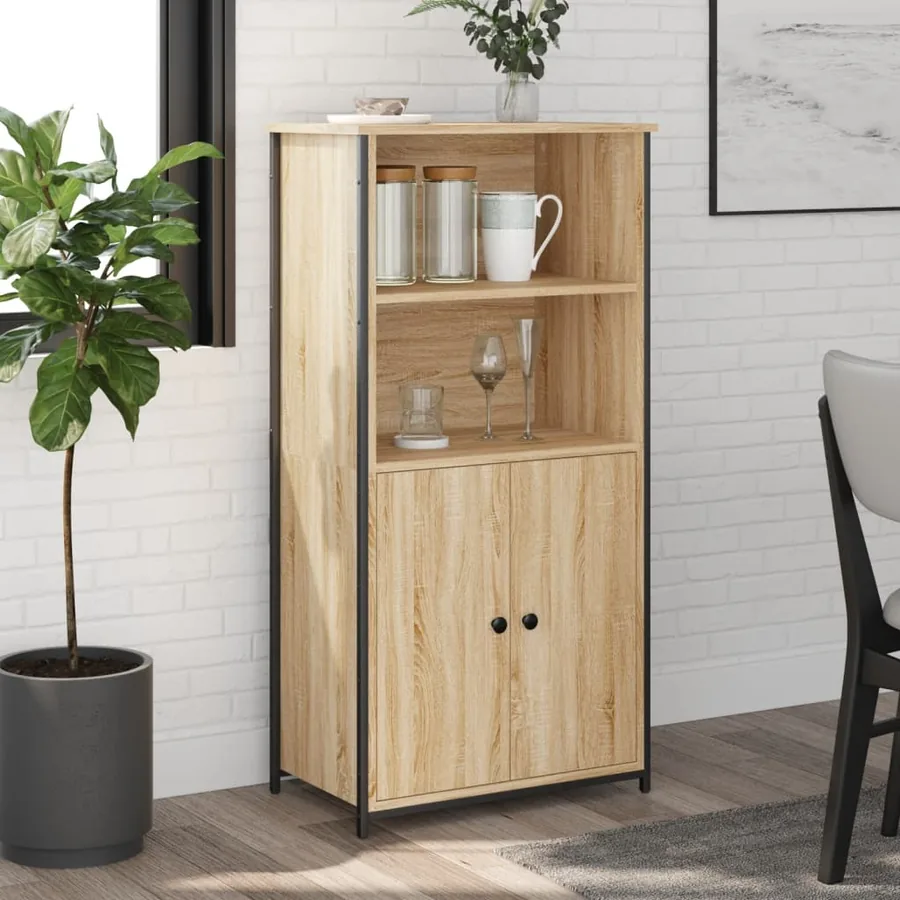Buffet haut chêne sonoma 62x36x121,5 cm bois d'ingénierie
