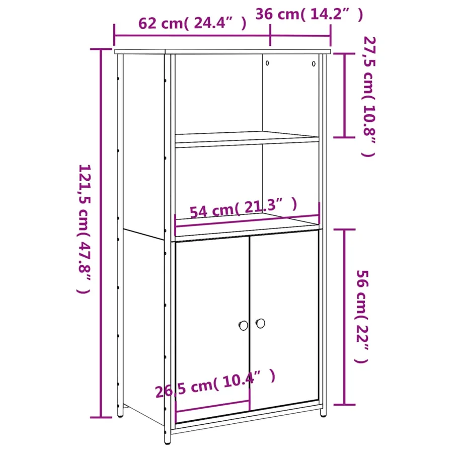 Buffet haut chêne sonoma 62x36x121,5 cm bois d'ingénierie - 10