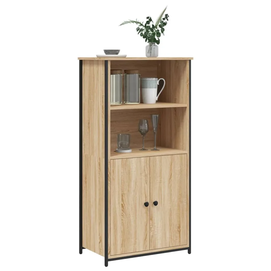 Buffet haut chêne sonoma 62x36x121,5 cm bois d'ingénierie - 3