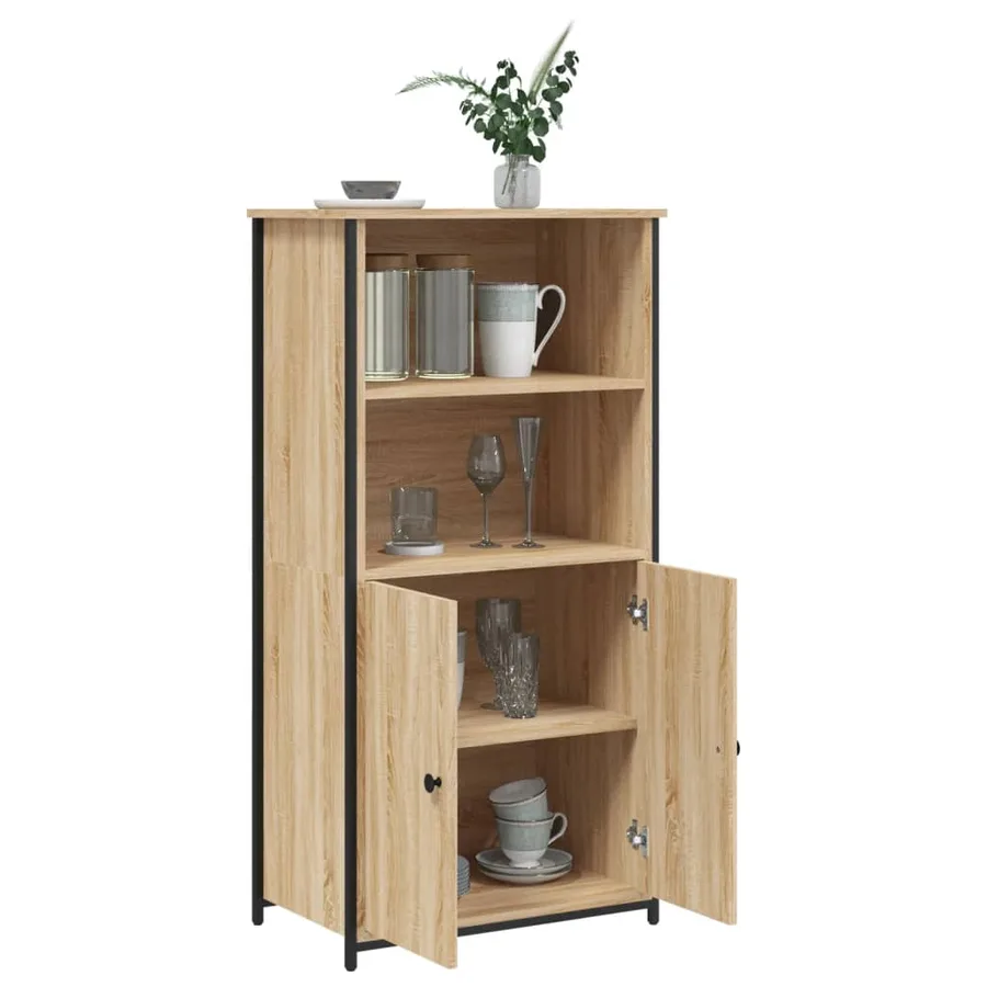 Buffet haut chêne sonoma 62x36x121,5 cm bois d'ingénierie - 4