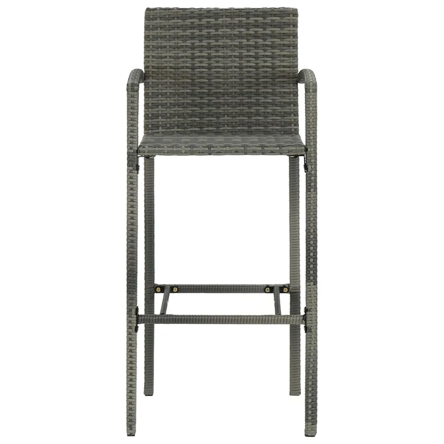Tabourets de bar lot de 4 gris résine tressée - 3