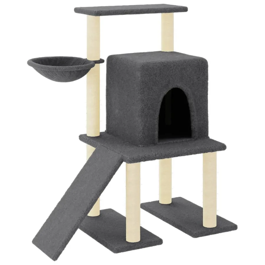 Arbre à chat avec griffoirs en sisal gris foncé 96,5 cm - 2