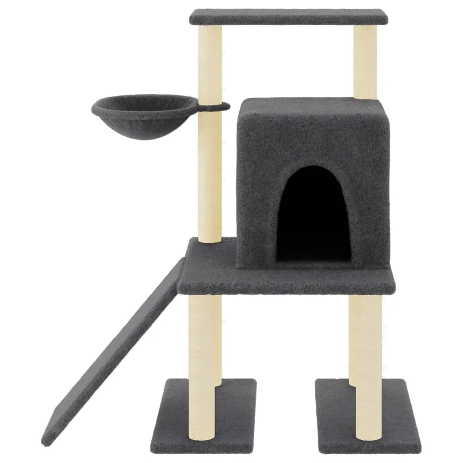 Arbre à chat avec griffoirs en sisal gris foncé 96,5 cm - 3