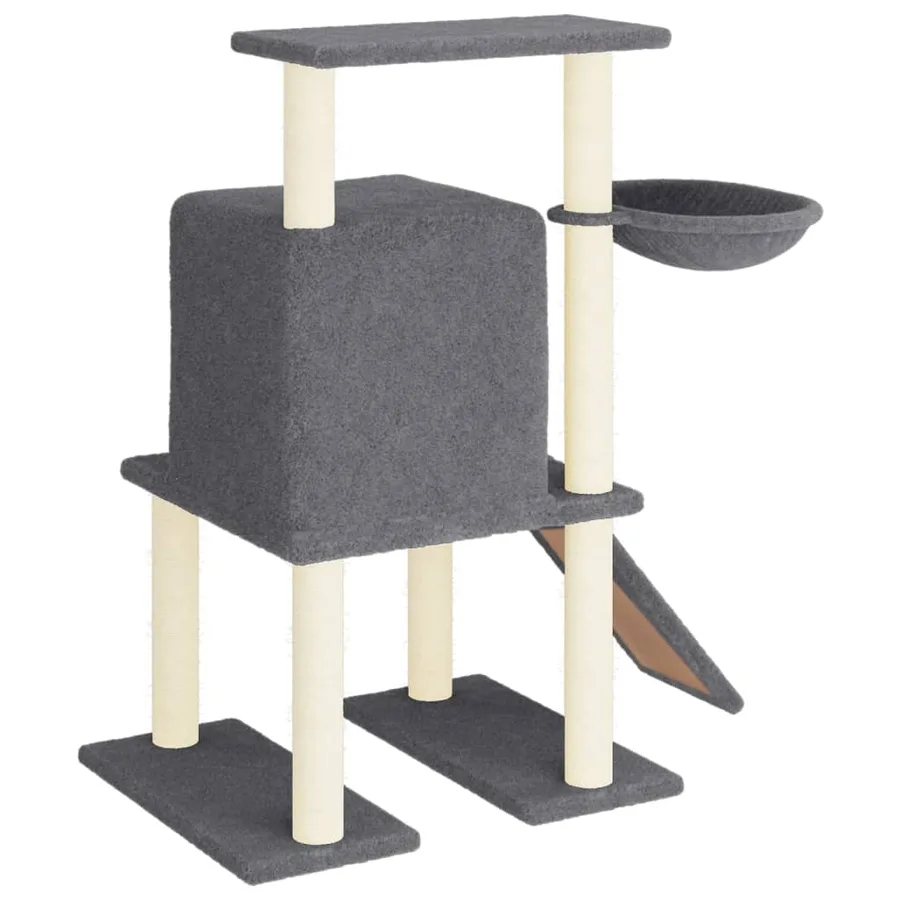 Arbre à chat avec griffoirs en sisal gris foncé 96,5 cm - 5