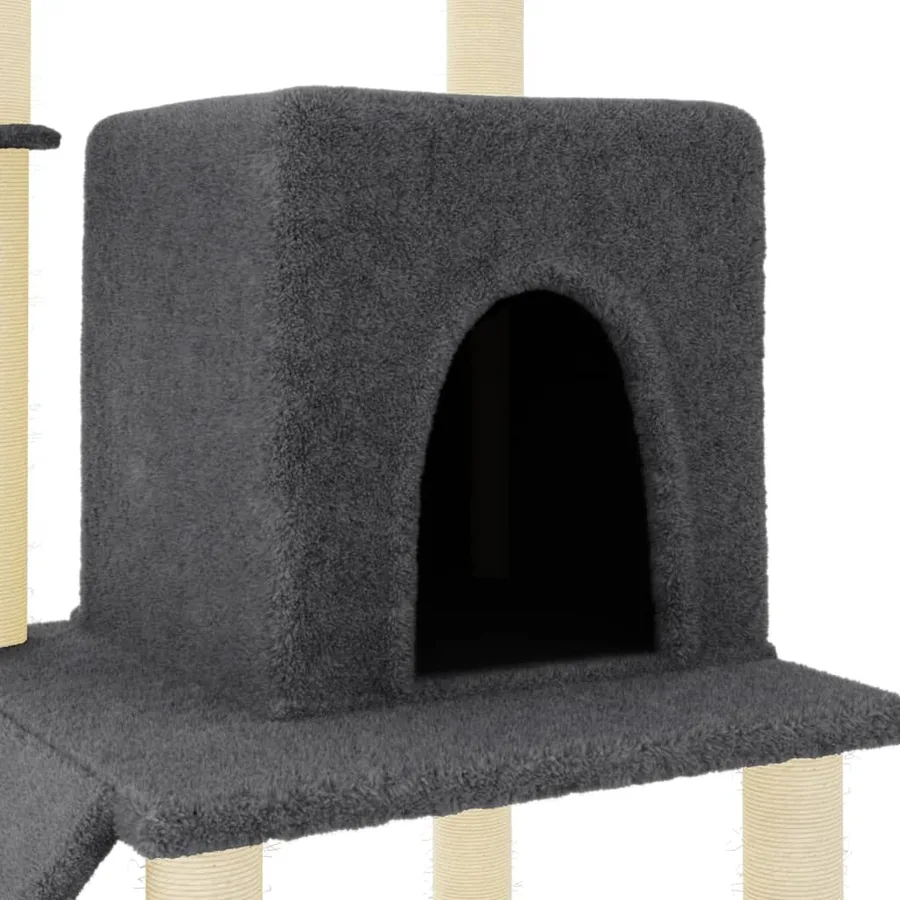 Arbre à chat avec griffoirs en sisal gris foncé 96,5 cm - 6