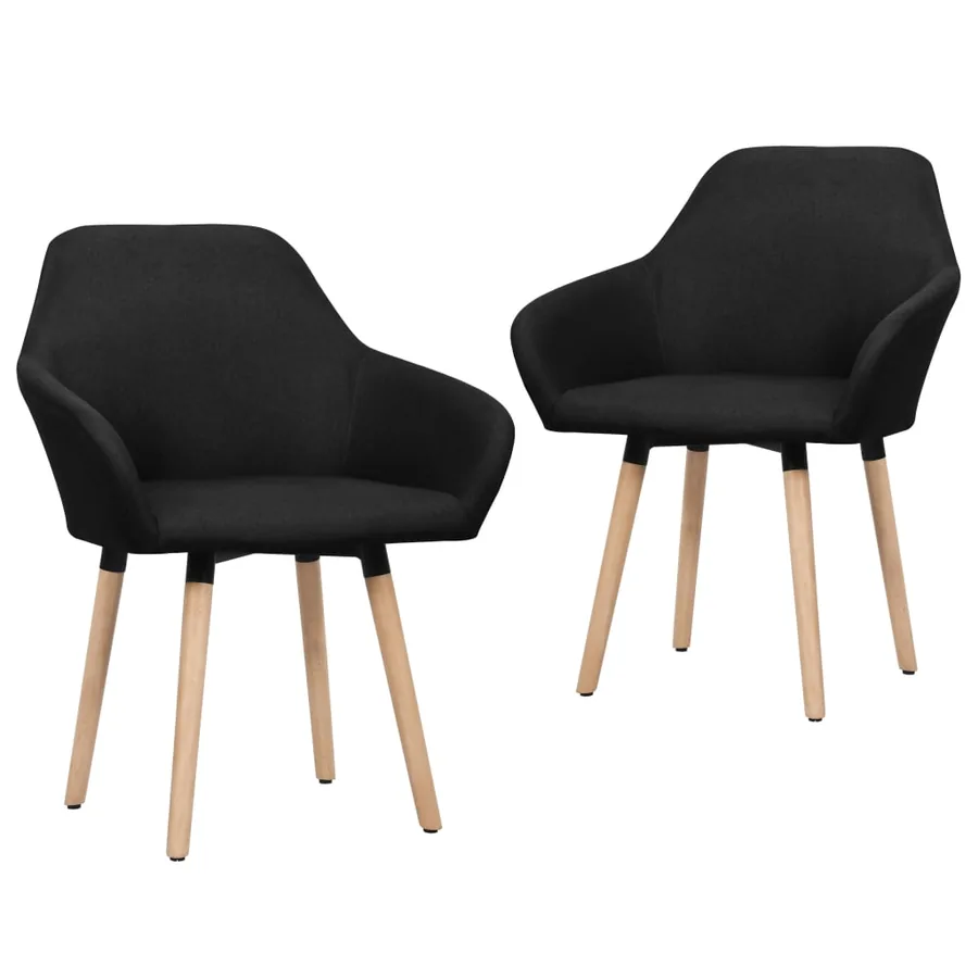 Chaises à manger lot de 2 noir tissu