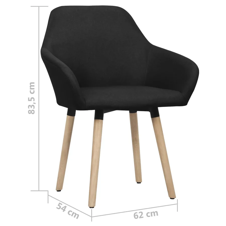 Chaises à manger lot de 2 noir tissu - 6