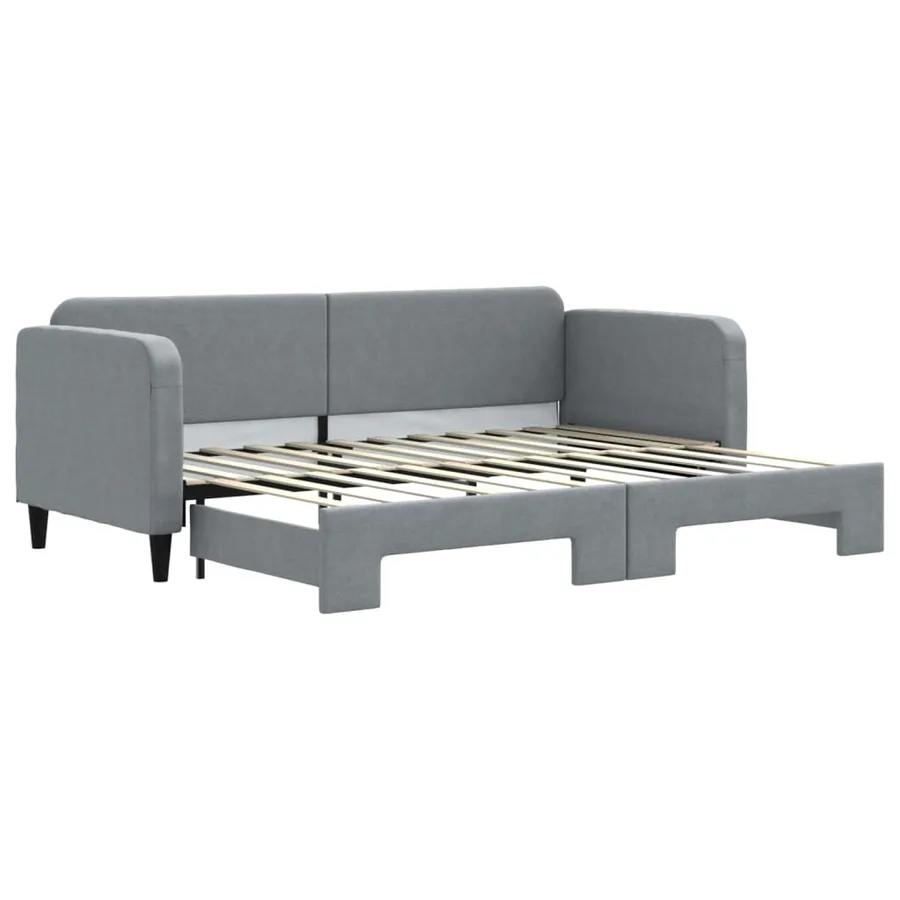Lit de jour avec gigogne sans matelas gris clair 80x200 cm - 2