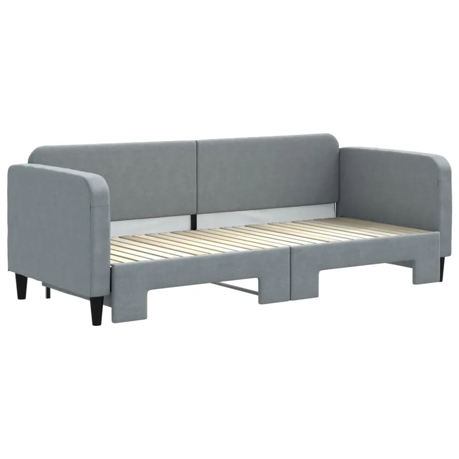 Lit de jour avec gigogne sans matelas gris clair 80x200 cm - 3