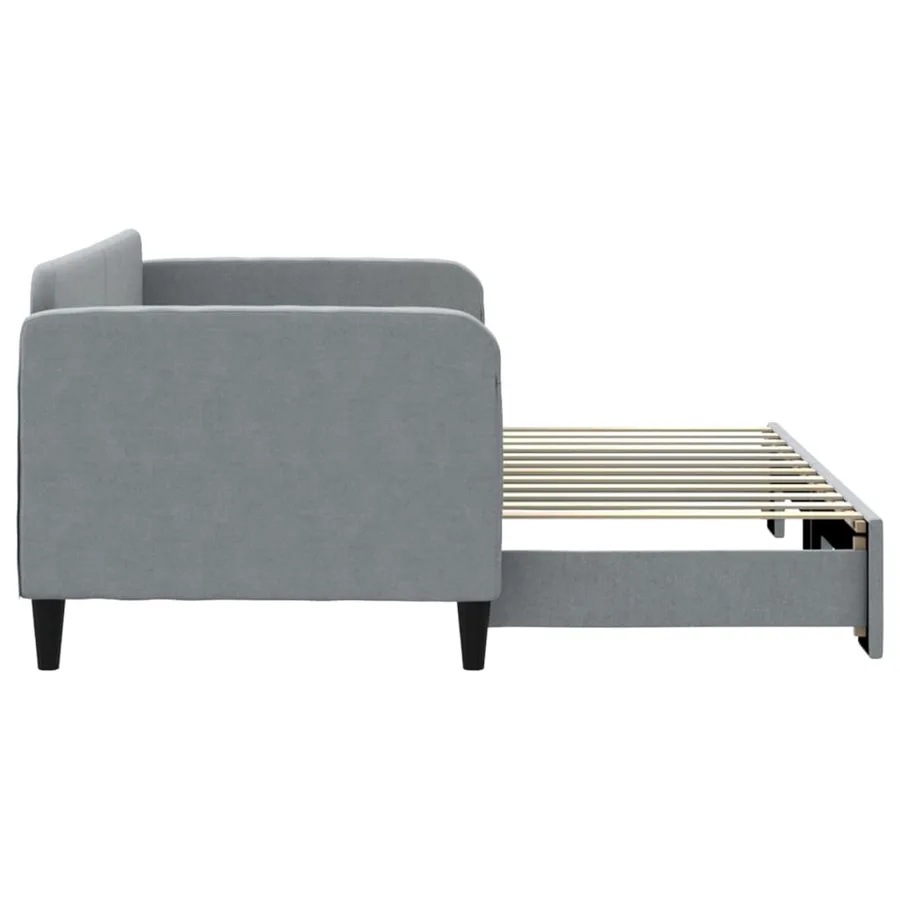 Lit de jour avec gigogne sans matelas gris clair 80x200 cm - 4