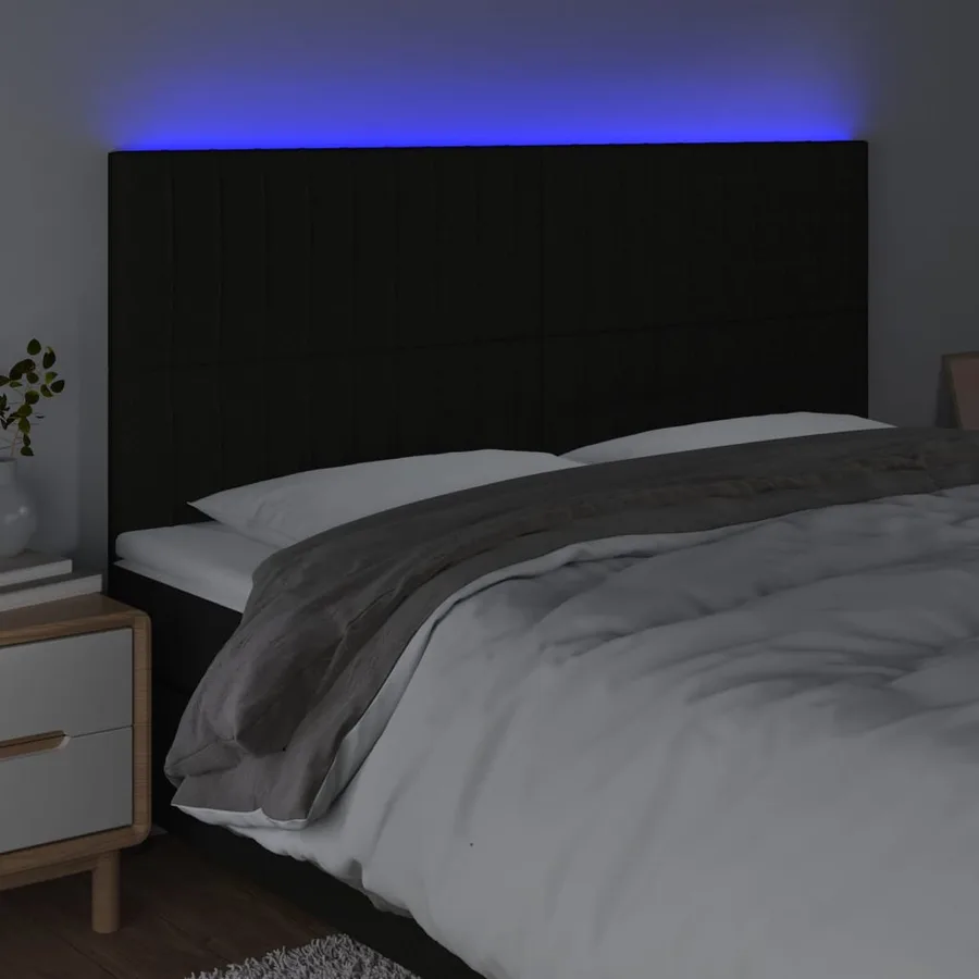 Tête de lit à LED Noir 160x5x118/128 cm Tissu - 3