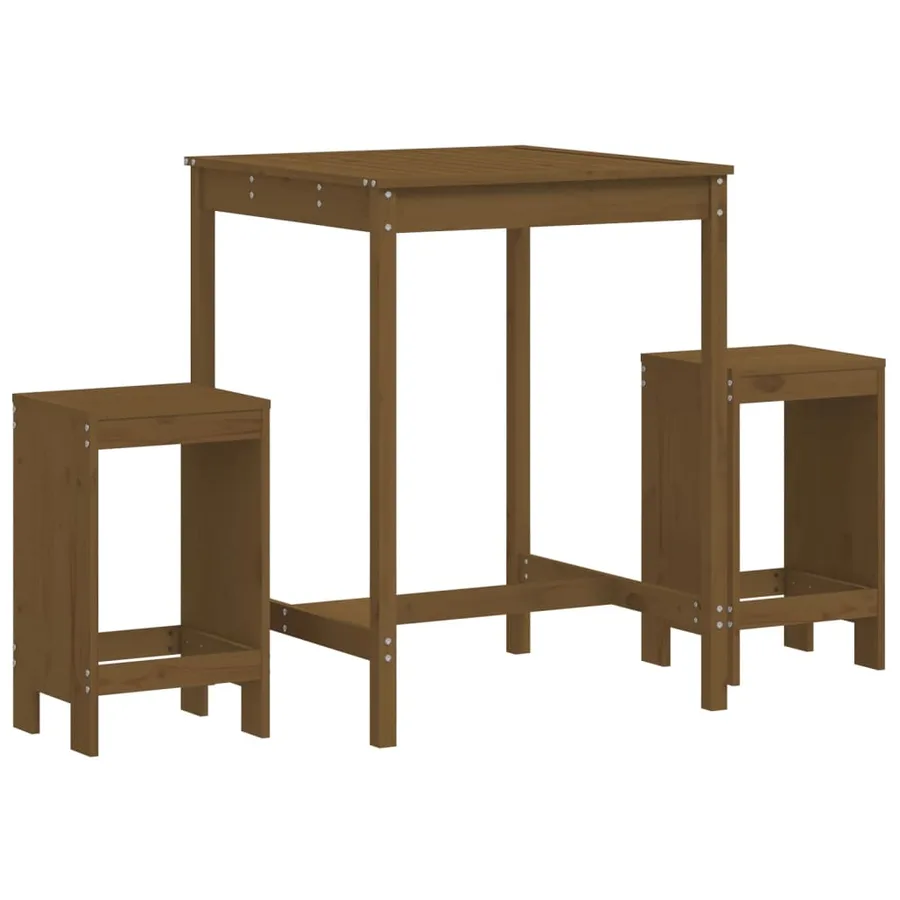 Ensemble de bar de jardin 3 pcs marron miel bois pin massif - 2