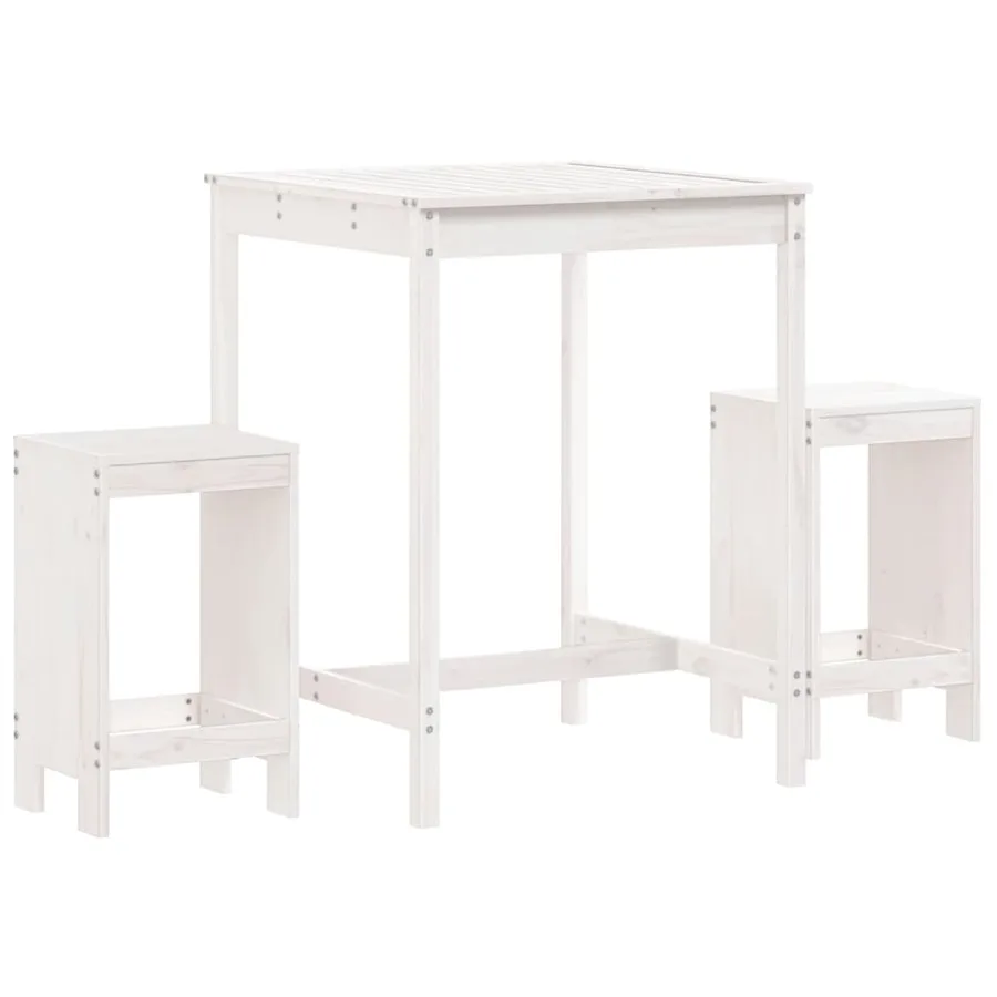 Ensemble de bar de jardin 3 pcs blanc bois de pin massif - 2