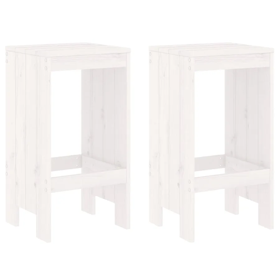 Ensemble de bar de jardin 3 pcs blanc bois de pin massif - 3