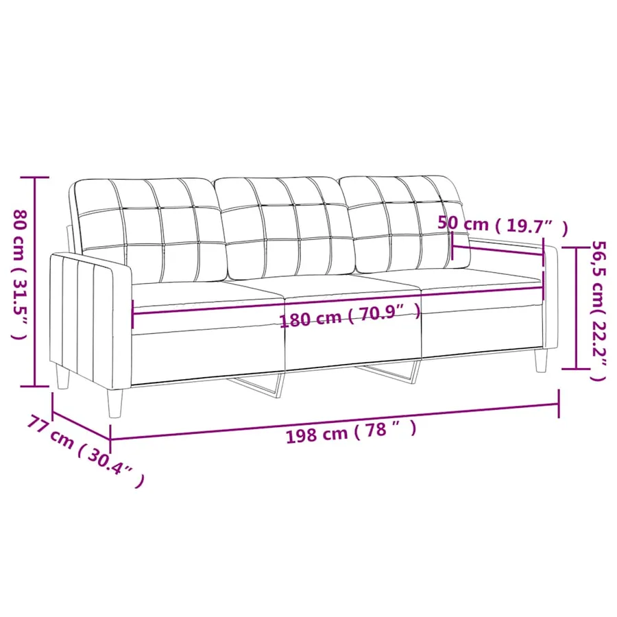 Canapé à 3 places Gris clair 180 cm Tissu - 8