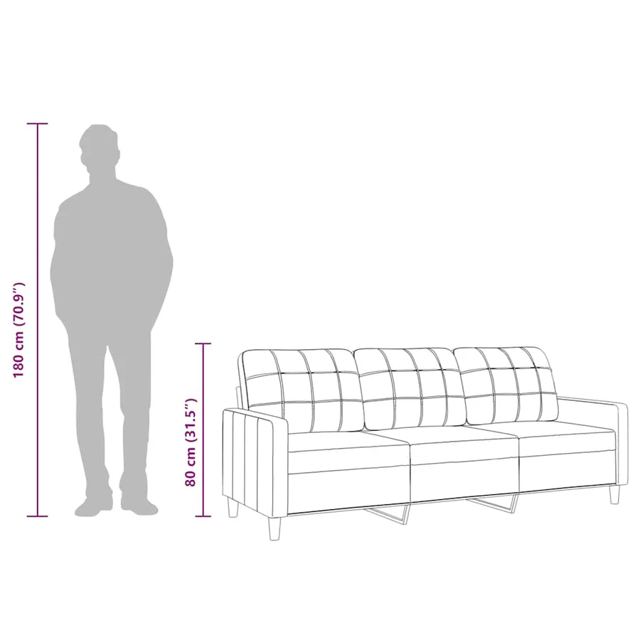 Canapé à 3 places Gris clair 180 cm Tissu - 9