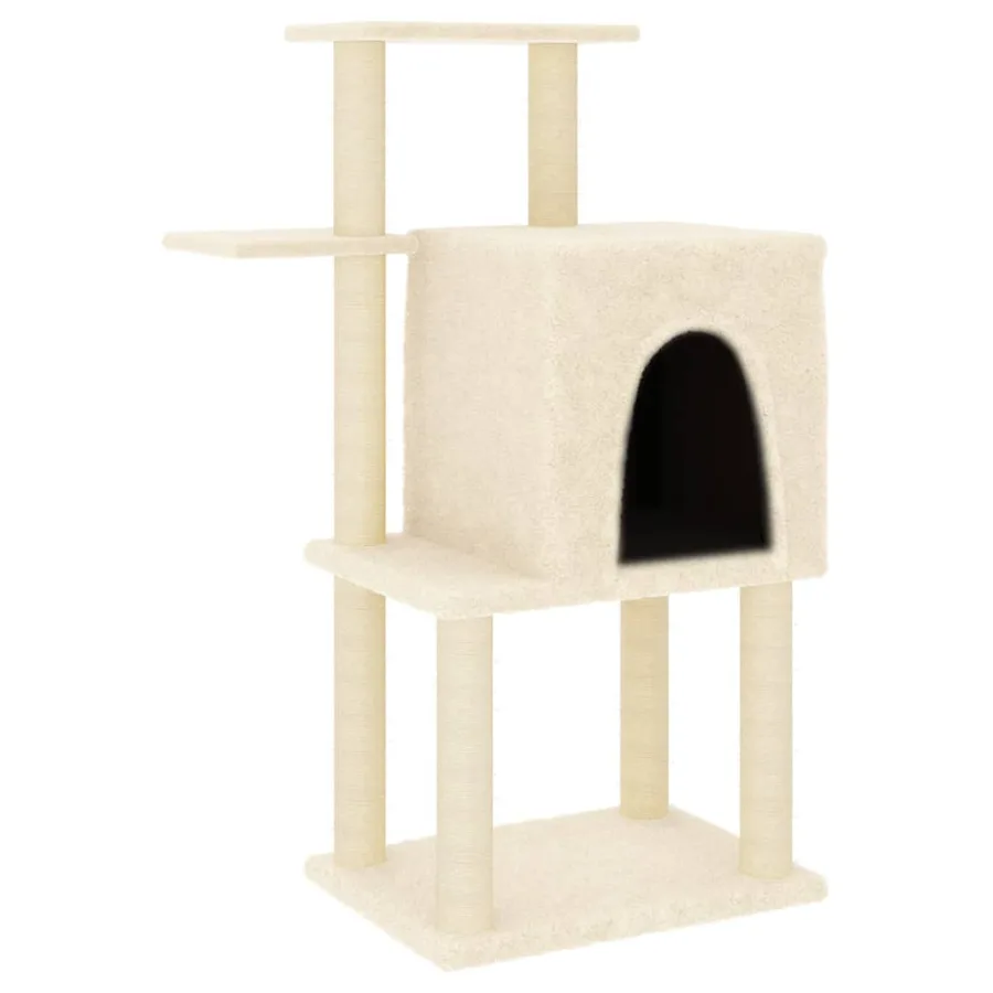 Arbre à chat avec griffoirs en sisal crème 97 cm - 2